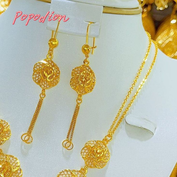 Popodion New Dubai 24K Gold Plated Dubai Jewelry Necklace Earrings as a Gift for Beautiful Women YY10333