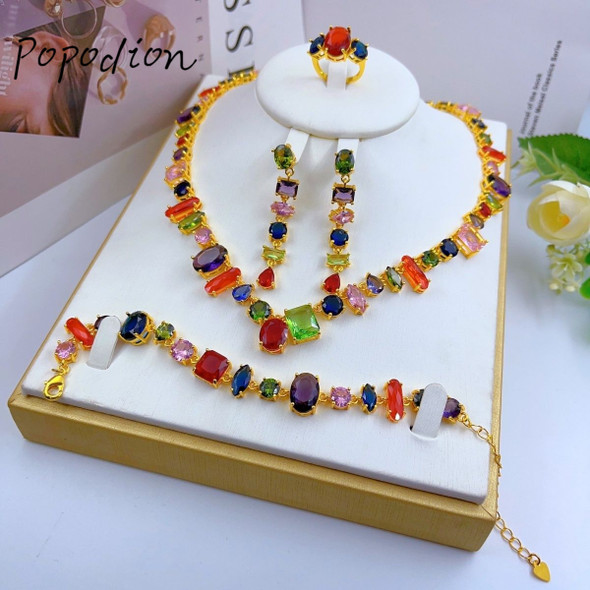New Dubai 24K Gold Plated Dubai Shiny Jewelry Necklace Earrings Bracelet Women's Earrings Wedding Jewelry YY10340