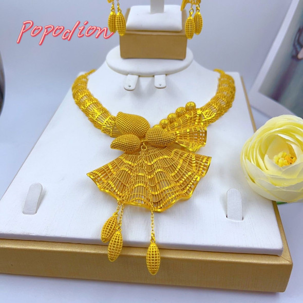 New Dubai 24K Gold Plated Dubai Jewelry Necklace Women's Earrings Wedding Jewelry YY10342