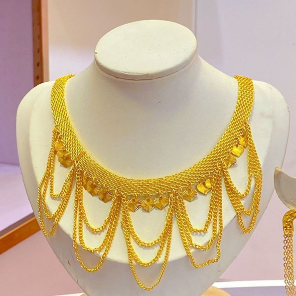 Popodion Dubai 24K Gold Plated Tassel Necklace Women's Tassel Earrings Party Dress Accessories Beautiful Gift for Women YY10416