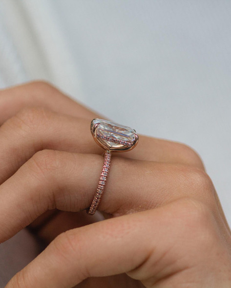 JOVOVASMILE Engagement Ring Moissanite Diamond Wedding Ring 18k Rose Gold 8 Carat 12x10mm Crushed Ice Radiant Cut Jewelry