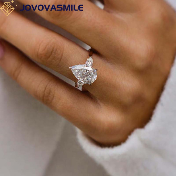 JOVOVASMILE Moissanite Engagement Rings Jewelry Women 4.5 Carat 13x8mm Crushed Ice Hybrid Pear 3-Prong Pear Setting