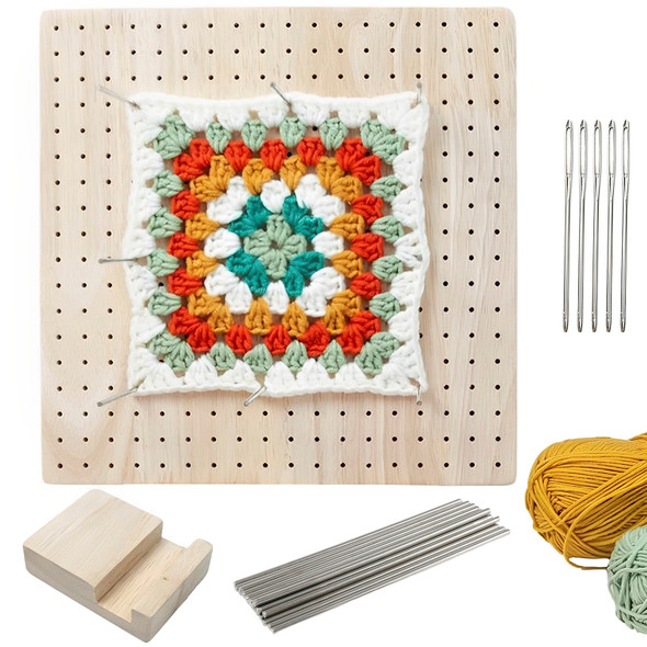 9.3In Wooden Crochet Blocking Board Reusable Handcrafted Knitting Blocking Mat Set for Knitting Granny Squares Needlework Lovers