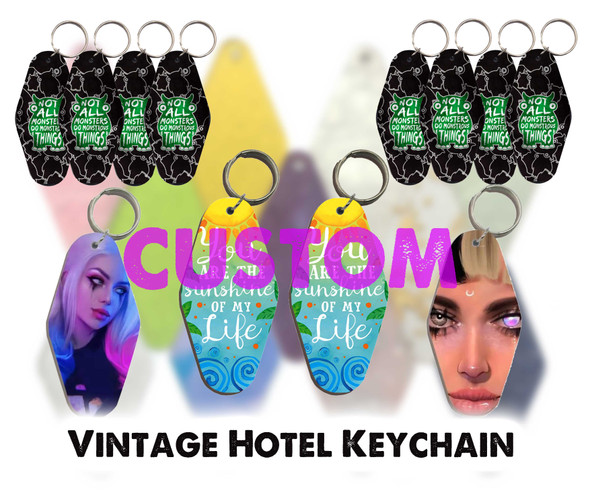 Customised double sided printed hot stamped acrylic hotel keychain