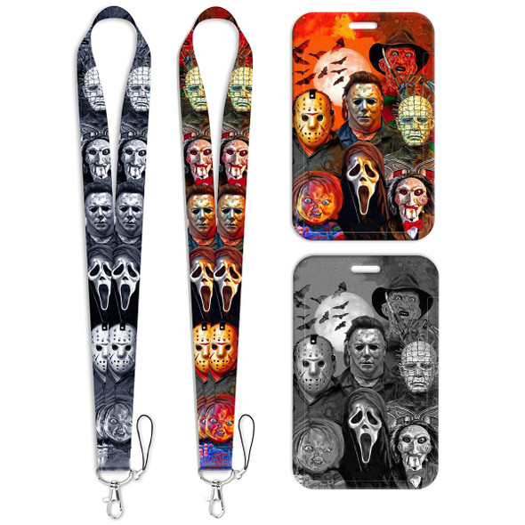 Horror Things Credential Holder Key Chain Movie Killer Lanyards for Key Halloween Neck Strap Phone Strap Keyring Accessories