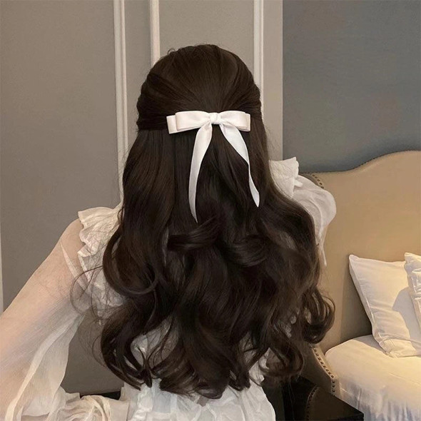 Fashion Cute Fabric Hair Bow Hairpin Women Ribbon Hair Clips Headwear Black White Bow Top Clip Female Hair Jewelry Accessories