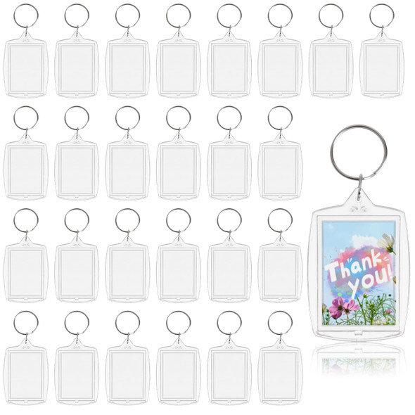 50pcs Rectangle Acrylic Photo Frame Keychain Clear Blank Personalized Picture Insert Keychain Acrylic Picture Snap In Keychains
