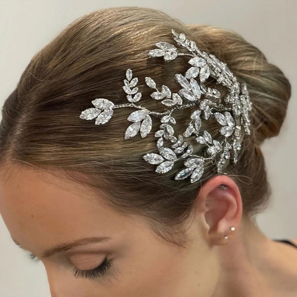 Luxury Wedding Hair Jewelry Accessories Cubic Zirconia Shinny Bride Hair Comb Headpieces Elegant Prom Bridal Hair Piece Hairclip