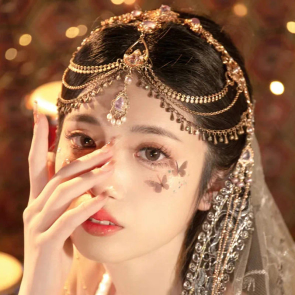 Romantic Wedding Shiny Headband Headdress Princess Jewelry Gift Bead FlowerChain Hair Headwear Girl