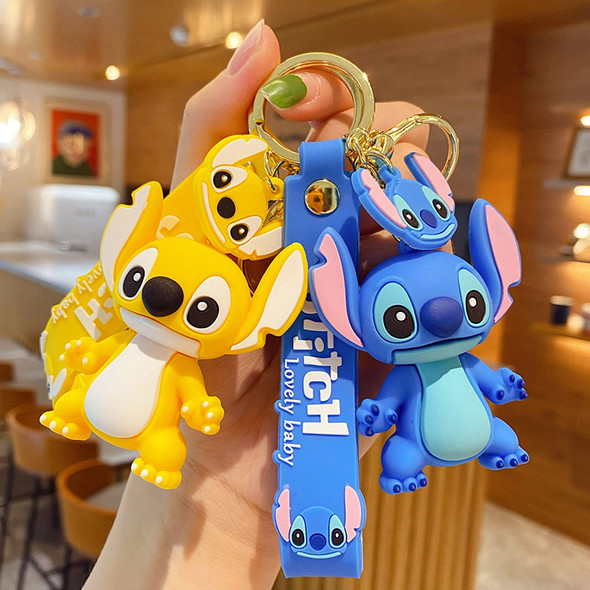 Disney Cartoon Anime Lilo and Stitch Pendant Keychains Holder Car Key Chain Key Ring Mobile Phone Bag Hanging Jewelry Gifts