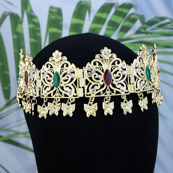 Chic Crown Algeria Women Hair Chain Hairband Metal Pendant Forhead Chain Gold Color Arabic Bride Wedding Jewelry