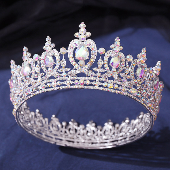 Baroque Crystal Wedding Crown Hair Jewelry Bridal Headdress Queen King Bride Tiaras Circle Diadem for Party Head Ornaments