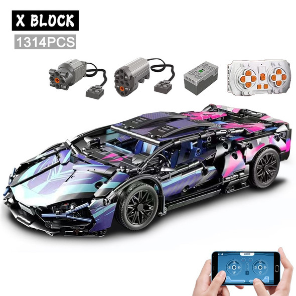 Technical APP Remote Control Moter Power Sport Car Building Blocks Bricks  Speed Racing Supercar Sets Toys For Kids Models Gifts