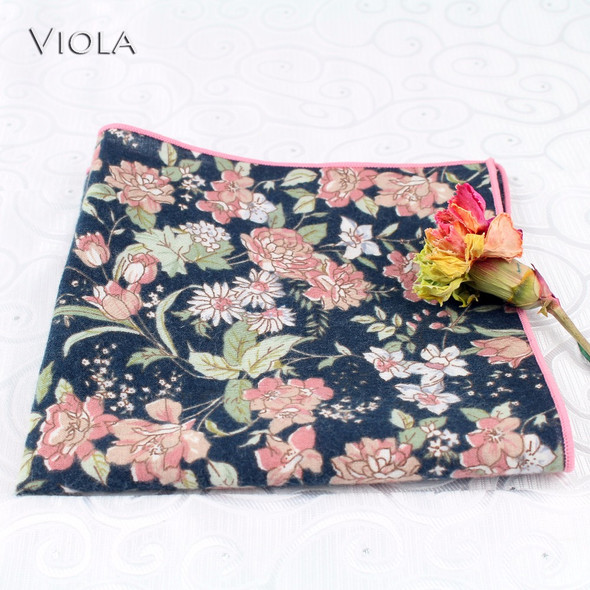 27cm Chic Floral Printed Brisk Soft Handkerchief 100% Cotton Women&Men Hankie Wedding Pocket Square Adult Gift Accessory Quality