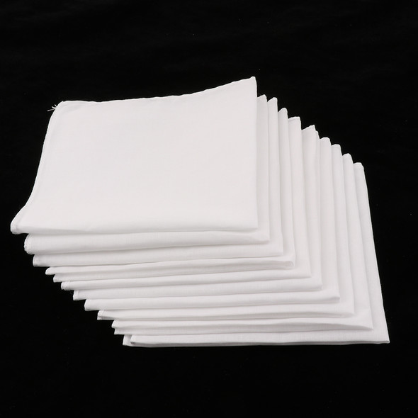 10pcs Mens Pure Solid White Handkerchiefs Cotton Square Super Soft Washable Hanky DIY Accessories