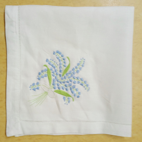Set of 12 Handkerchiefs Fabric linen Hemstitched Borde Table Napkin Ladder Embroidery Lily Flower Dinner Napkins 18x18/20x20inch