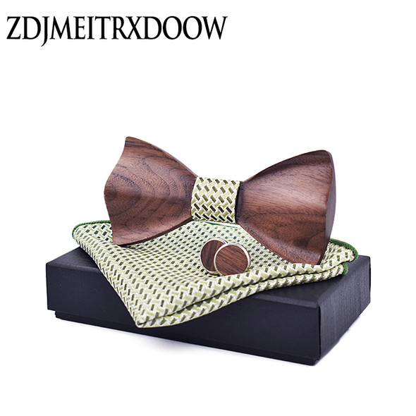 Wood Bow Tie Set Cravat Wooden Box Cufflinks Bowtie Plaid Handkerchief Pocket Square Men Wedding Suit Shirt Wood Bow Tie Set Cravat Wooden Box Cufflinks Bowtie Plaid Handkerchief Pocket Square Men Wedding Suit Shirt