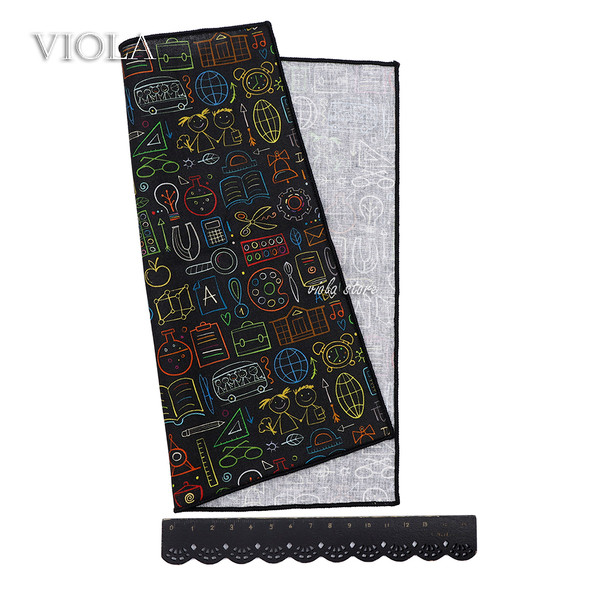 Cotton 23cm Pocket Square Math Science Astronomy Physical Chemistry Men College Academy Institute School Cosplay Gift Accessory