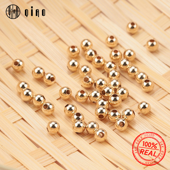 100pcs 14K Gold Filled Spacer Beads 2mm 3mm 4mm Round Loose Bead for Bracelets Necklace DIY Jewelry Making Accessories Wholesale