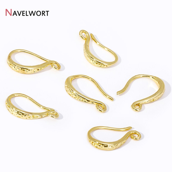 18K Gold Plated Brass Stripe Earring Hooks Earwires For Earring Making Findings Supplies,DIY Jewelry Making Accessories