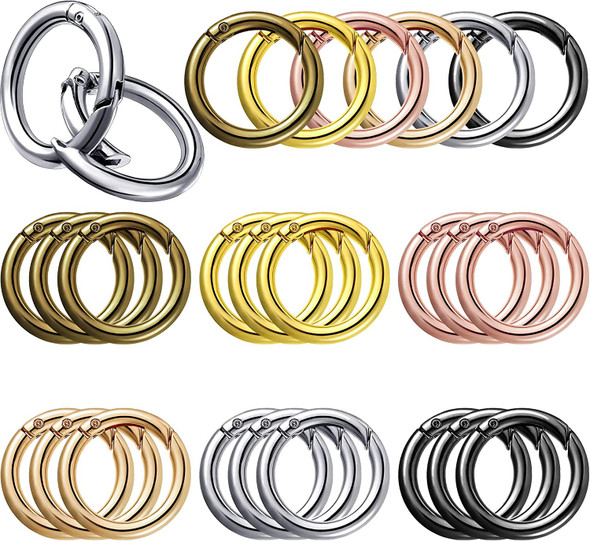 20pcs Metal O Ring Spring Clasps for DIY Jewelry Openable Round Carabiner Keychain Bag Clips Hook Dog Chain Buckles Connector