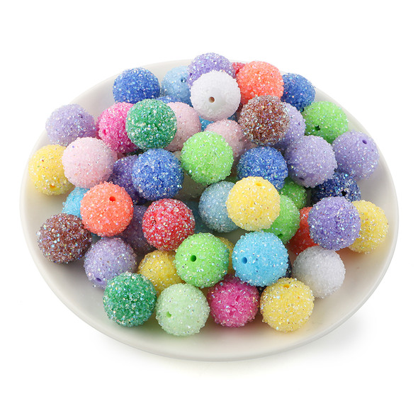 16/18/20mm Resin Ball Round Acrylic Bead Sugar Sand Pasting Process Fashion For Jewelry Making DIY Handmade Bracelets Accessorie