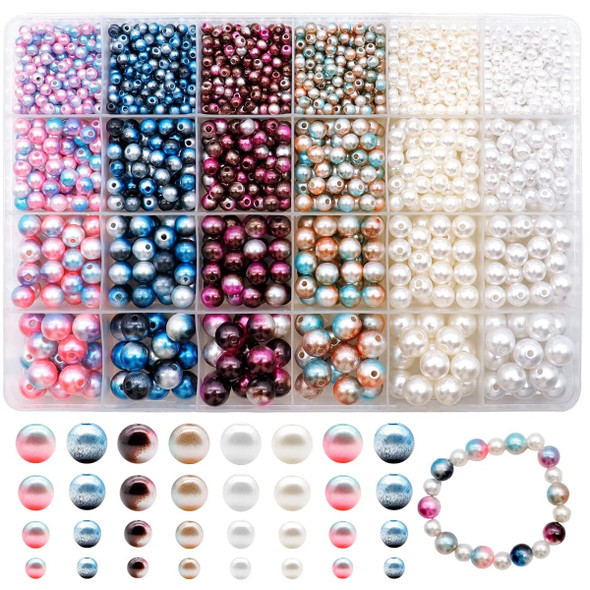 1890pcs Acrylic Beads Kit for Jewelry Making DIY Bracelet Accessories Colorful Round Beads Kid Gift Box