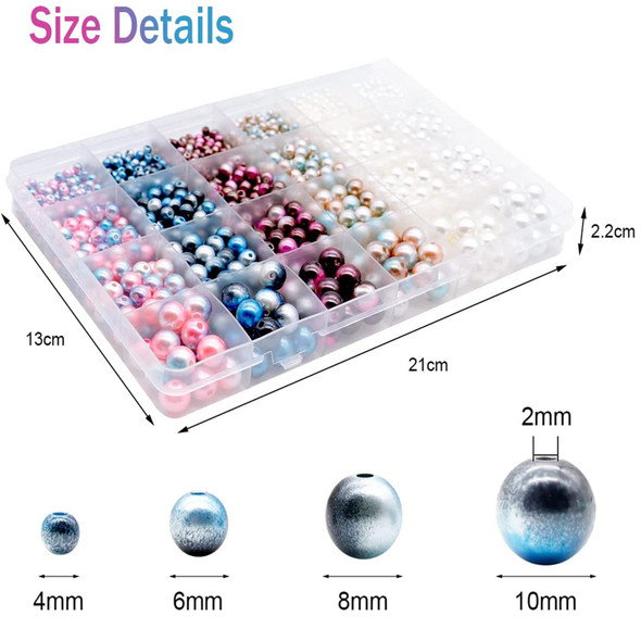 1890pcs Acrylic Beads Kit for Jewelry Making DIY Bracelet Accessories Colorful Round Beads Kid Gift Box
