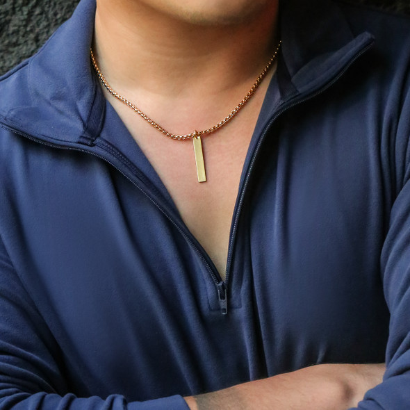 Simple Chain with Stick Pendant Necklace for Men Trendy Daily Chains Accessories on the Neck 2024 Fashion Jewelry Male Boy Gifts