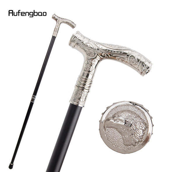 White Eagle Head Flower Totem Relief Walking Cane Fashion Walking Stick Gentleman Crosier Knob Walking Stick 93cm