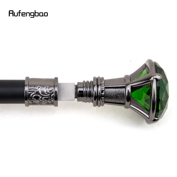 Green Diamond Type Silver Walking Stick with Hidden Plate Self Defense Fashion Cane Plate Cosplay Crosier Stick 93cm