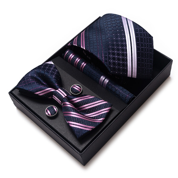 Luxury Great Quality Tie Hanky Pocket Squares Cufflink Set Necktie Box hombre Printed Clothing Accessories Office