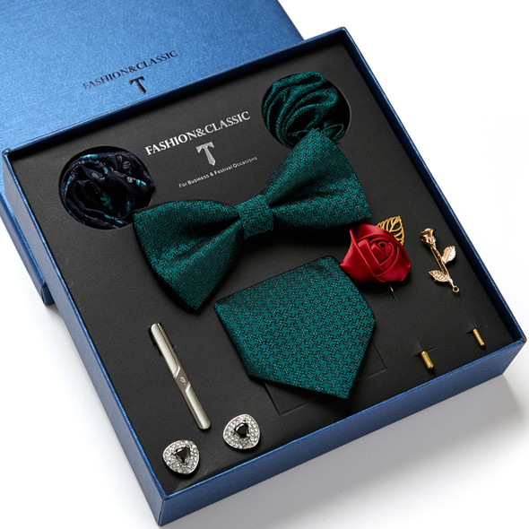 Wholesale Jacquard Holiday Gift Tie Pocket Squares Cufflink Set Necktie Box Wedding Accessories Dark Grey Man Easter Day