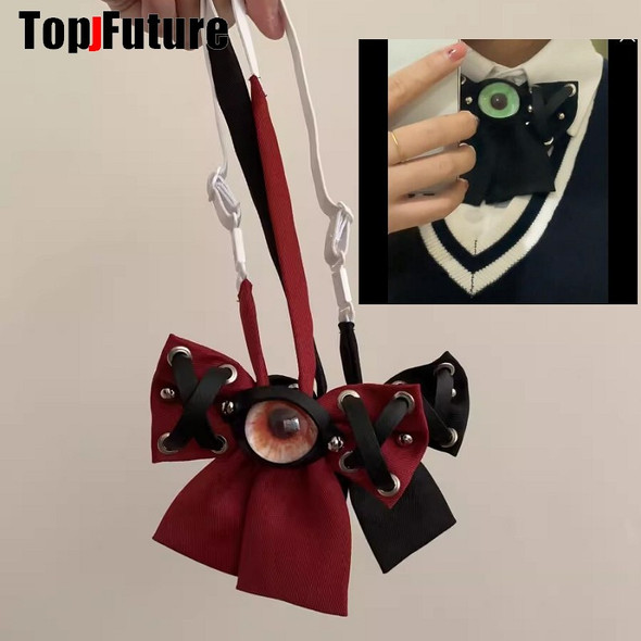 Women Men Gothic Punk Pre-Tied Y2K Girl Boys Ties one eye devil Tie Shirt School Student Uniform Necktie Accessories Wholesale