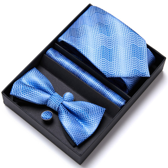 Top grade 7.5 cm Gift Box Bow Tie Hanky Pocket Squares Cufflink Set Necktie Box Polka dot Male Performance Suit Accessories
