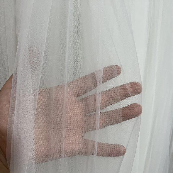 High Quality Soft Mesh Sheer Tulle Fabric Swiss Tulle for Bridal Veil Illusion Wedding Dress White Ivory Beige Black 150cm