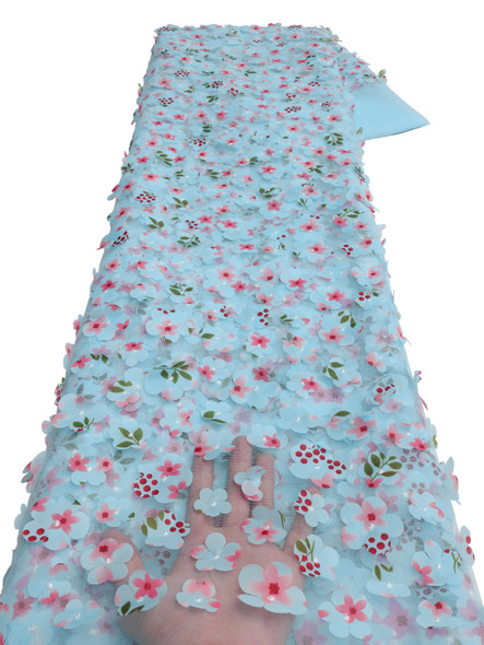 African Lace Fabric 2023 High Quality New Nigerian 3D Flower Tulle Polyester Lace Fabric For Party Dress 5 Yards/Lot LY3037