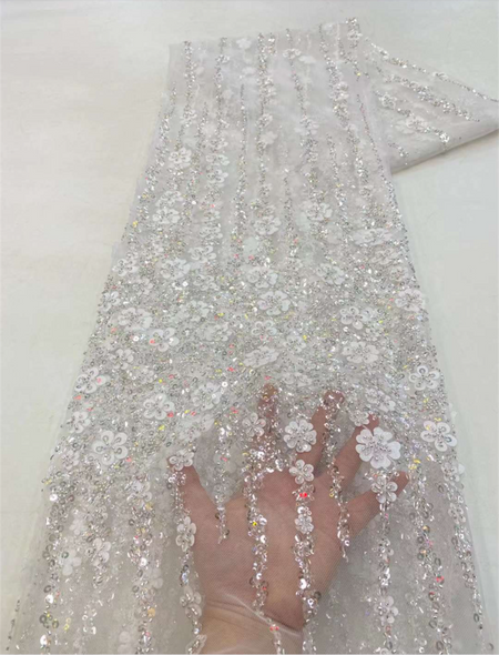 White African Beads Groom Tulle lace Fabric 2023 High Quality Sequins Embroidery French Tulle Laces For Nigeiran Party Dress