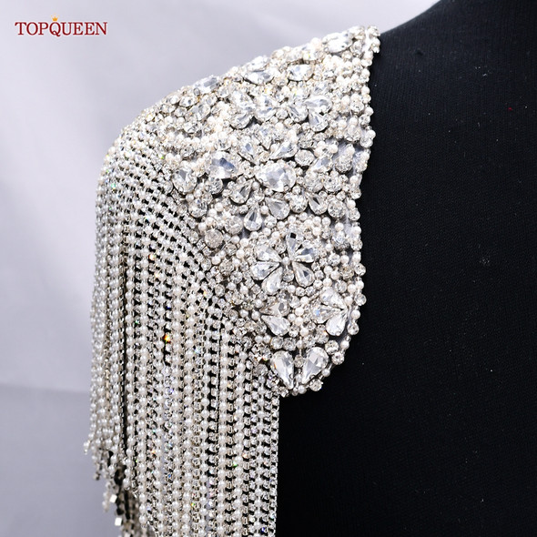 TOPQUEEN SP36 Customization Rhinestone Patches Embellishment Scrapbooking Sewing Applique for Clothing Patch Women Epaulettes