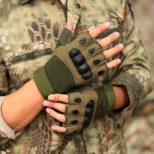 Fitness anti-slip wear-resistant outdoor tactical army fans cycling sports climbing breathable half finger gloves army Puzzle tr