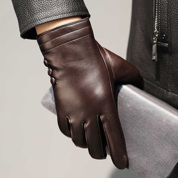 Men's Autumn and Winter 100% Leather Gloves Thickened Warm Cycling Touch Screen Business First Layer Sheepskin Gloves