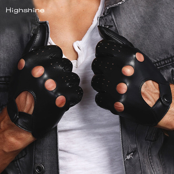 HIGHSHINE luxury Genuine Driving Gloves For Men Unlined Touch Screen Soft Thin Fit Hand Short Leather Gloves