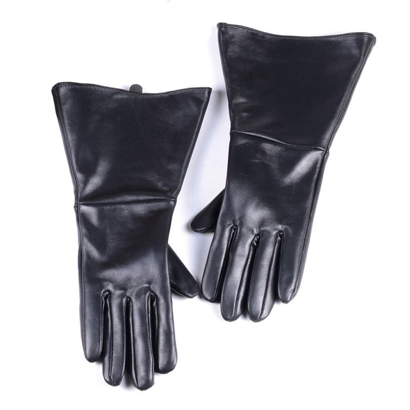 Stylish Men Long Gloves Male Genuine Leather Retro First Layer Sheepskin Bell Mouth Punk Mitten Party Show Play Warm 35cm Luvas Stylish Men Long Gloves Male Genuine Leather Retro First Layer Sheepskin Bell Mouth Punk Mitten Party Show Play Warm 35cm Luvas