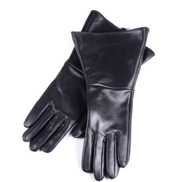 Stylish Men Long Gloves Male Genuine Leather Retro First Layer Sheepskin Bell Mouth Punk Mitten Party Show Play Warm 35cm Luvas Stylish Men Long Gloves Male Genuine Leather Retro First Layer Sheepskin Bell Mouth Punk Mitten Party Show Play Warm 35cm Luvas