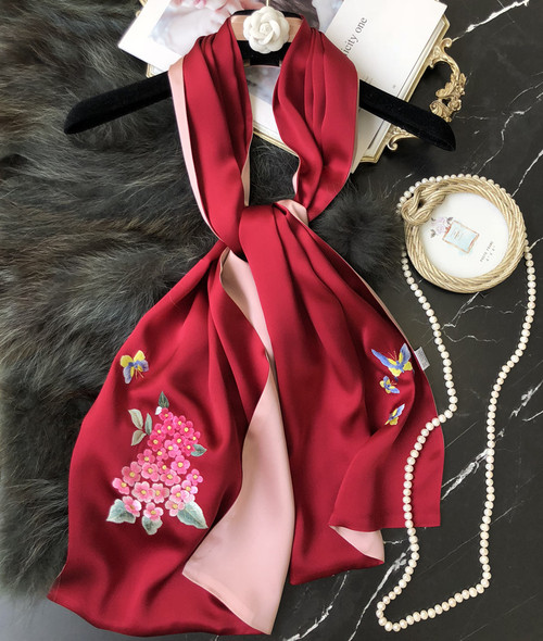 Real Silk Scarf Shawl Suzhou Embroidered Fashion Elegant Pashmina Wrap Gift Wife Mother Girlfriend Women 100% Silk Scarf