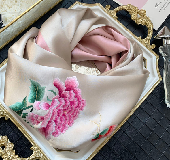 100% Real Silk Scarf Women Shawl Soft Hijab Lady Floral Flowers Gift Mom Girlfriend Birthday gift Long Silk Scarf