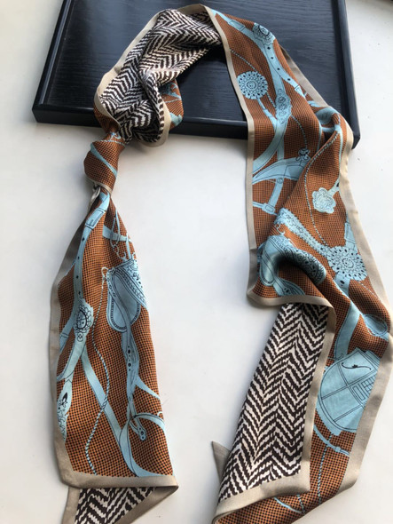 Women's Saddle Straps Harness Silk Scarf, Large Fluttering Ribbon, Ladies Ribbon Hairbands Tied Bag Strap, Crepe De Chine