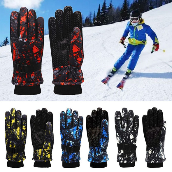 Fashion Kids Winter Warm Gloves Thicken Snow Mittens Adjustable Warm Gloves Unisex Waterproof Ski Mittens for Boys Girls