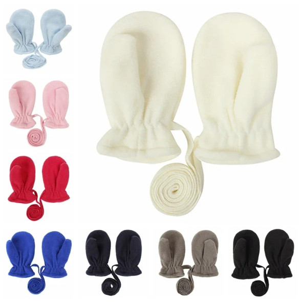 Toddler Winter Comfortable Warm Gloves with String Baby Girl Solid Color Mittens Children Accessories Birthday Gifts Photo Props