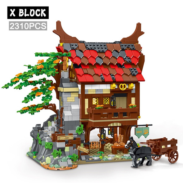 MOC-73723 Medieval Bakery Models Building Blocks Bricks Streetview Modular City Architecture Sets Kids Toys Boys Adult Gifts